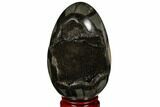 Septarian Dragon Egg Geode - Black Crystals #177422-3